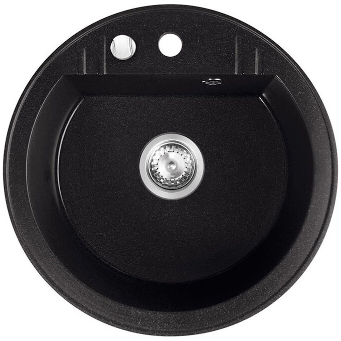 Мийка для кухні Ferro Mezzo II Graphite DRGM1/51BA (51x51 см, графітова, з сифоном та клапаном-автоматом), Доступні розміри: Ø 51, Колір виробника: графіт, фото 