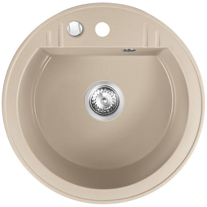 Мийка для кухні Ferro Mezzo II Sand DRGM1/51SA (51x51 см, пісок, з сифоном та клапаном-автоматом), Доступні розміри: Ø 51, Колір виробника: пісочний, фото 