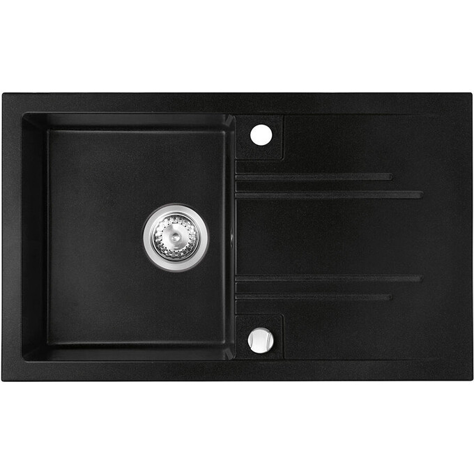 Мойка для кухни Ferro Mezzo II Graphite DRGM48/78BA (78x48 см, графитовая, с сифоном и клапаном-автоматом), Доступные размеры: 78 x 48, Цвет производителя: графит, фото 