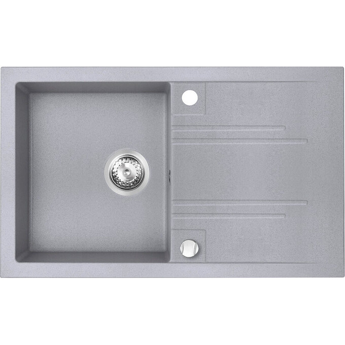 Мойка для кухни Ferro Mezzo II Grey DRGM48/78GA (78x48 см, серая, с сифоном и клапаном-автоматом), Доступные размеры: 78 x 48, Цвет производителя: серый, фото 