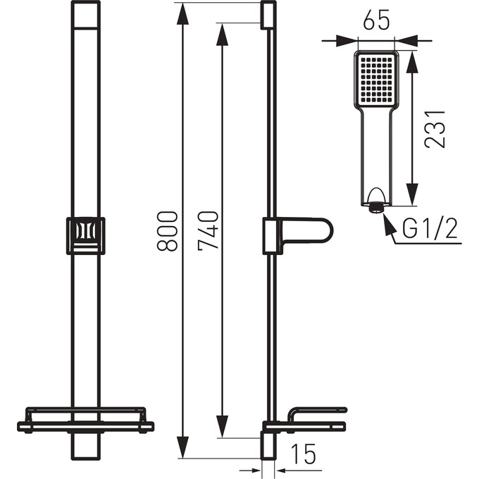 Душевой гарнитур Ferro Quadro Chrome N110 (с мыльницей), фото 4
