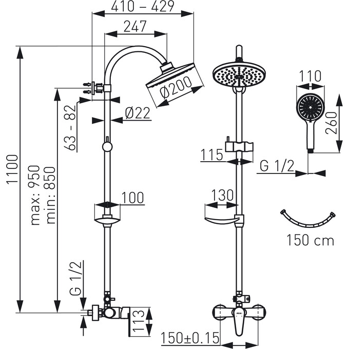 Душевая система Ferro Algeo Chrome NP71-BAG7U (с мыльницей), фото 6