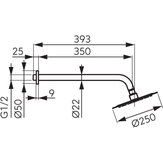Верхній душ Ferro Chrome NPT13 (1 режим струменя, з кронштейном), фото , изображение 2