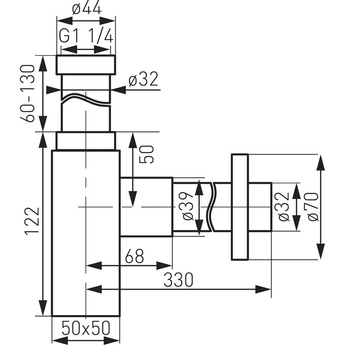 Сифон для раковини Ferro Quadro Chrome S280 (пляшковий), Колір виробника: хром, фото , изображение 2