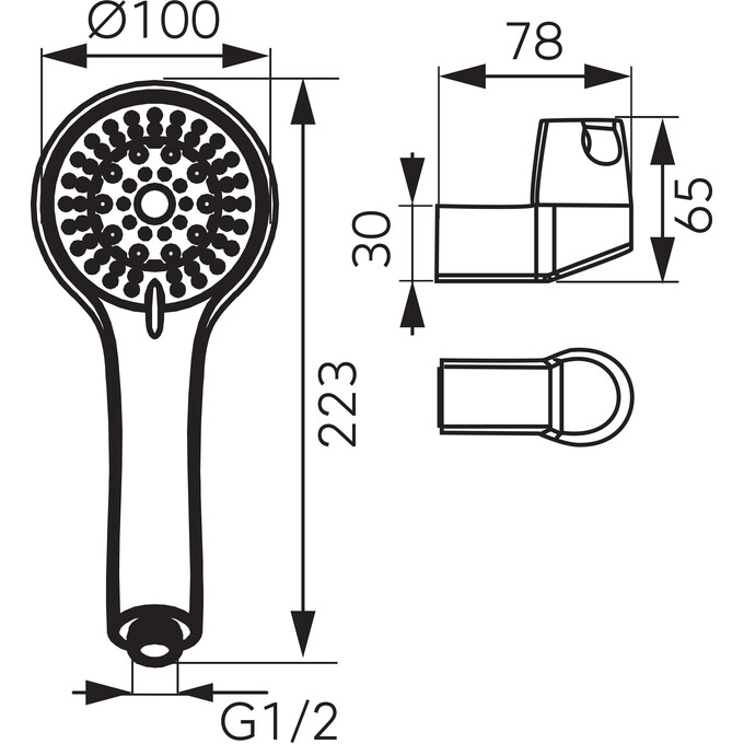 Лійка для душу Ferro Sera Chrome U500 (п'ятирежимна, зі шлангом та тримачем), фото , изображение 5