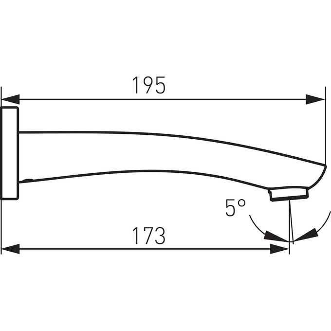 Излив для ванны Ferro Chrome WWP02 (хром, 17 см, скрытого монтажа), фото 2