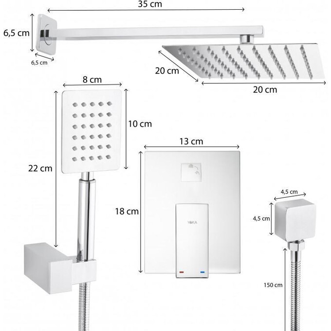 Душевая система Yoka Dual Chrome BP.DUAL (скрытого монтажа), фото 12