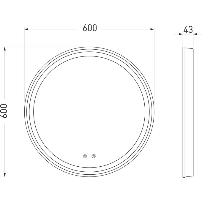 Дзеркало для ванної кімнати Volle 16-21-600 (60 см, з підсвічуванням, антизапотіванням та диммером), фото , изображение 5