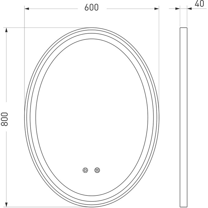 Дзеркало для ванної кімнати Volle 16-40-600S (60x80 см, з підсвічуванням, антизапотіванням та диммером), фото , изображение 6