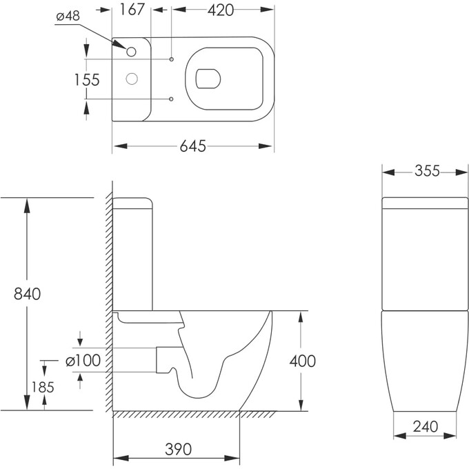 Безободковый унитаз-компакт Imprese Valtice Rimless White i1115 (с сиденьем), фото 2