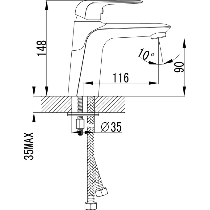 Змішувач для умивальника Imprese Nova Opava Chrome 05075, фото , изображение 2