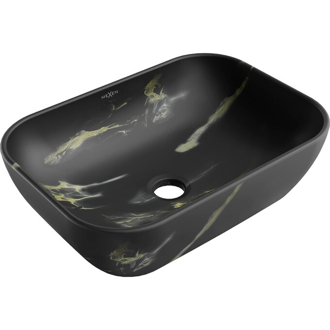 Умывальник Mexen Rita Black Marble Matt MEX-21084588 (45x32 см, черный матовый мрамор, чаша), Цвет производителя: черный матовый мрамор, фото 