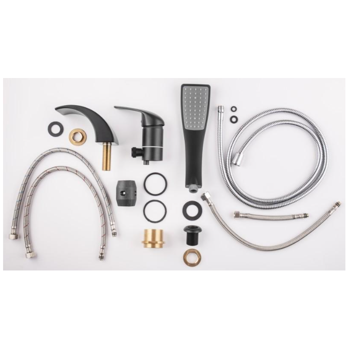 Змішувач на борт ванни Yoka Ruba Black Matt BZ.RUBA-3-BLK (чорний матовий, каскадний вилив, на три отвори), фото , изображение 7