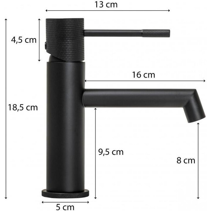 Змішувач для раковини Yoka Meri Black Matt BU.MERI-24-BLK (чорний матовий), фото , изображение 7