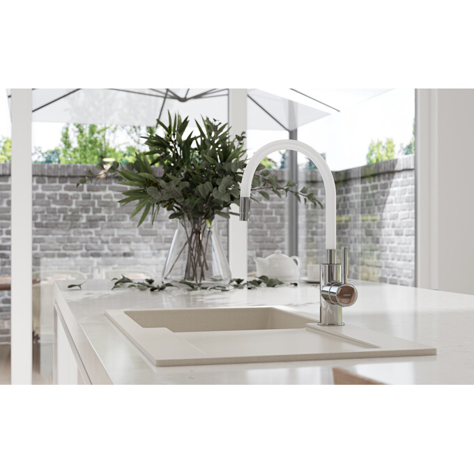 Змішувач для кухні Ferro Zumba BZA4W, Колір виробника: хром, білий, фото , изображение 5