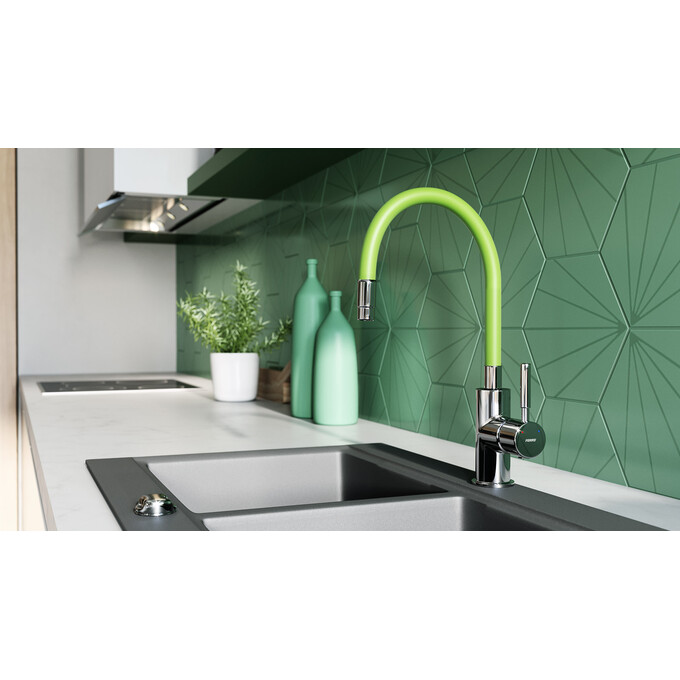 Змішувач для кухні Ferro Zumba BZA4G, Колір виробника: хром, зелений, фото , изображение 5