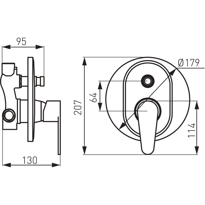 Змішувач прихованого монтажу Ferro Algeo Chrome BAG7P (внутрішня частина в комплекті), фото , изображение 5