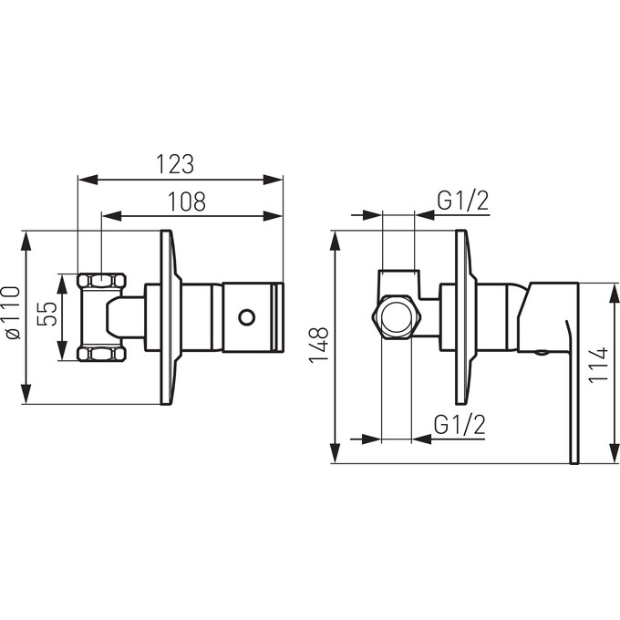 Змішувач прихованого монтажу Ferro Algeo Chrome BAG7PA (внутрішня частина в комплекті), фото , изображение 2