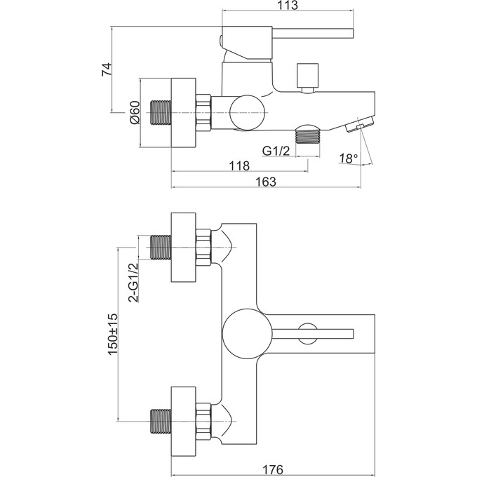 Смеситель для ванны Ferro Fiesta Chrome BFI1, фото 7