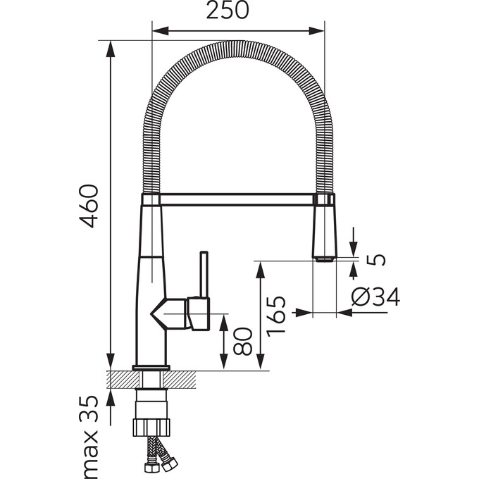 Змішувач для кухні Ferro Sonata Chrome BNA4 (з гнучким виливом), фото , изображение 5