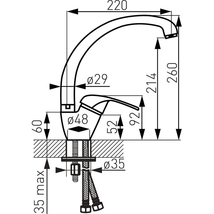 Змішувач для кухні Ferro Vasto Chrome BVA4A, фото , изображение 3