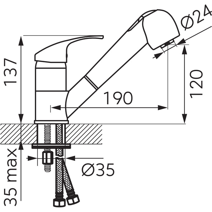 Змішувач для кухні Ferro Vasto Chrome BVA8 (з висувною лійкою), фото , изображение 2