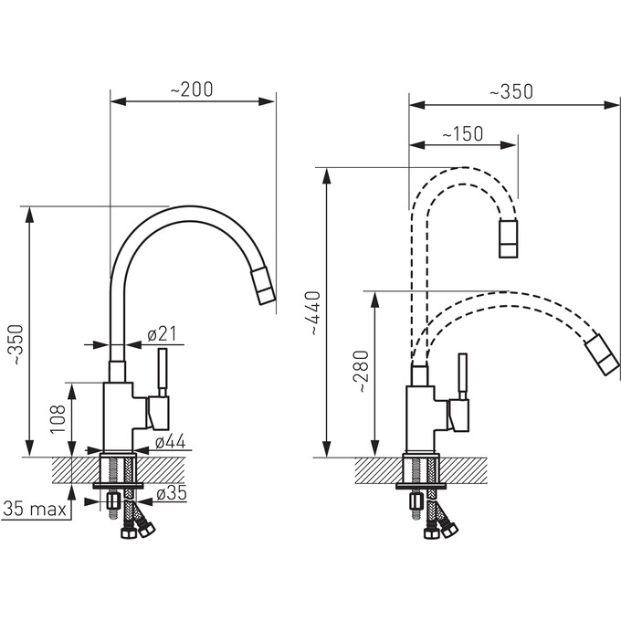 Змішувач для кухні Ferro Zumba BZA4P, Колір виробника: хром, бежевий, фото , изображение 4