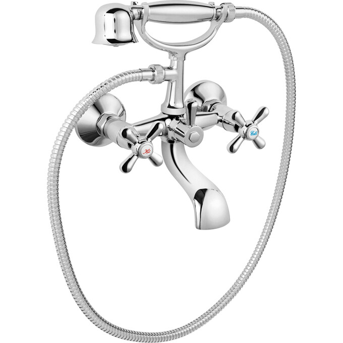 Змішувач для ванни Ferro Retro New Chrome XD11 (з лійкою та шлангом), фото 