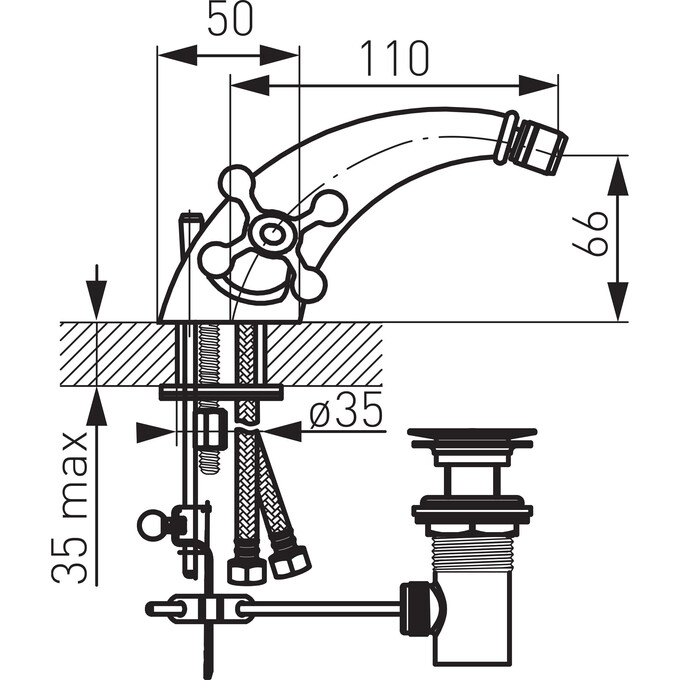Змішувач для біде Ferro Retro New Chrome XD6 (з донним клапаном), фото , изображение 3