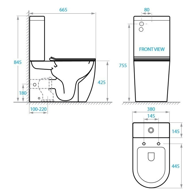 Безободковый унитаз-компакт Koller Pool Round 1822550199+1050680199 (RN-0665-RC-C+RN-0665-RC-T+KP-6001, с сиденьем и гибкой подводкой), фото 6