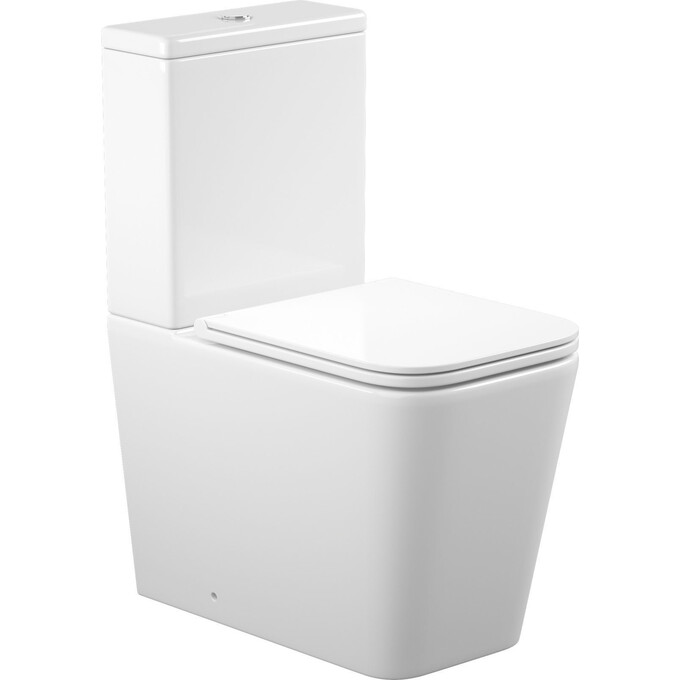 Безободковый унитаз-компакт Koller Pool Kvadro Smart 1882560199+1050680199 (KR-0610-RQ-C+KR-0610-RQ-T+KP-6001, воронкообразный, с сиденьем и гибкой подводкой), фото 4