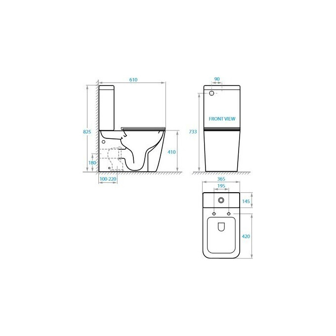 Безободковый унитаз-компакт Koller Pool Kvadro Smart 1882560199+1050680199 (KR-0610-RQ-C+KR-0610-RQ-T+KP-6001, воронкообразный, с сиденьем и гибкой подводкой), фото 7