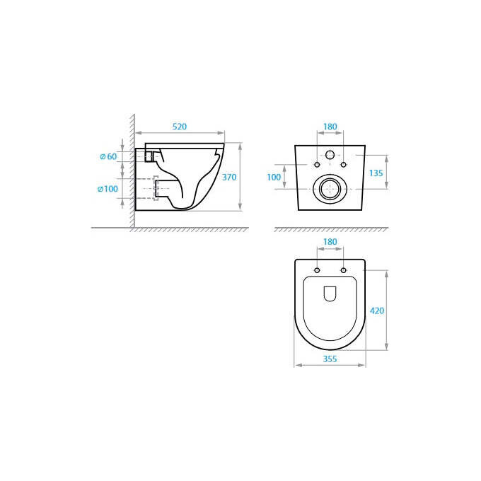 Безободковый подвесной унитаз Koller Pool Round Tornado 3.0 1822570198 (воронкообразный, с сиденьем), фото 5