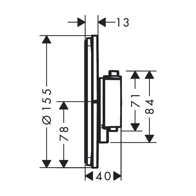 Внешняя часть смесителя скрытого монтажа с термостатом для душа Hansgrohe ShowerSelect Comfort S Brushed Black Chrome 15562340 (брашированный черный хром), Цвет производителя: брашированный черный хром, фото 2