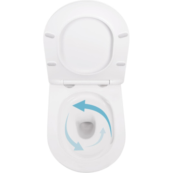 Безободковый подвесной унитаз Qtap Robin Ultra Quiet Rimless White Gloss QT13332381АSW (воронкообразный, с сиденьем), фото 2