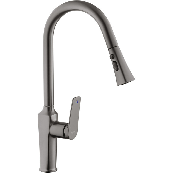 Смеситель для кухни Kroner KRP Makon Graphite Matt KRP Makon-GRP030-T (матовый графит, с выдвижной лейкой), Цвет производителя: матовый графит, фото 