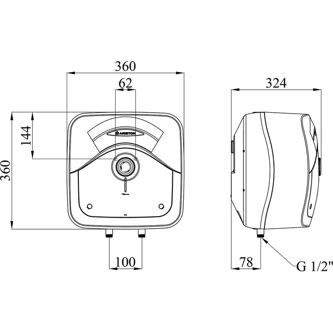 Бойлер Ariston Andris Rs 15/3 3100633 (15 л, 1200 Вт, мокрий ТЕН), фото , изображение 7