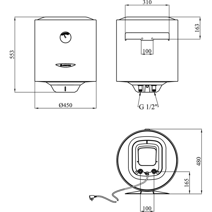 Бойлер Ariston SG1 50 V EU 3213000 (50 л, 1500 Вт, мокрий ТЕН), Об'єм: 50, фото , изображение 6