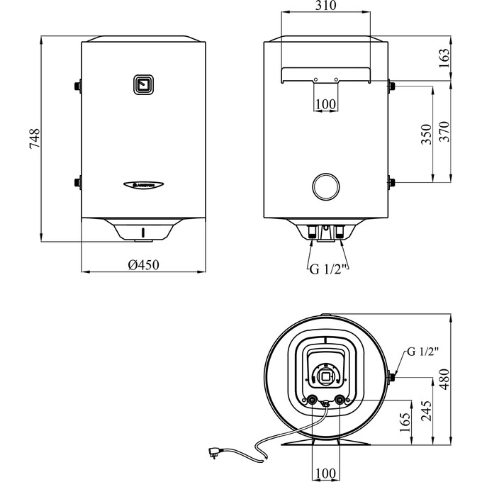 Бойлер непрямого нагріву Ariston PRO1 R 80 VTS 1,8K 3201815 (80 л, 1800 Вт, мокрий ТЕН), фото , изображение 9
