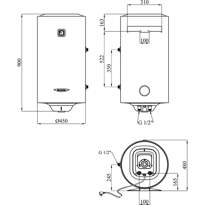Бойлер непрямого нагріву Ariston PRO1 R 100 VTD 1,8K 3201816 (100 л, 1800 Вт, мокрий ТЕН), фото , изображение 9