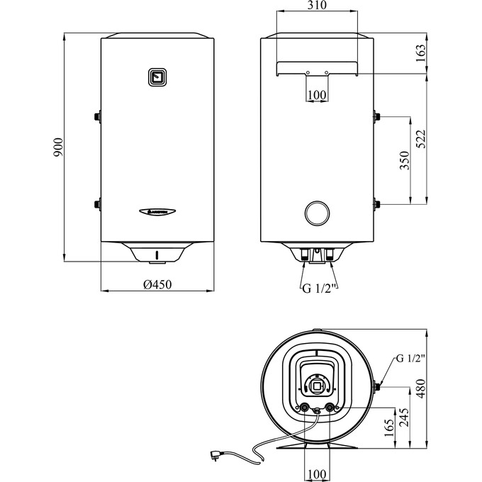 Бойлер непрямого нагріву Ariston PRO1 R 100 VTS 1,8K 3201817 (100 л, 1800 Вт, мокрий ТЕН), фото , изображение 9