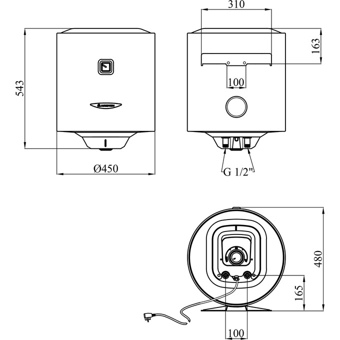 Бойлер Ariston PRO1 50 V 1,5K PL Dry 3201450 (50 л, 2x750 Вт, сухий ТЕН), фото , изображение 5