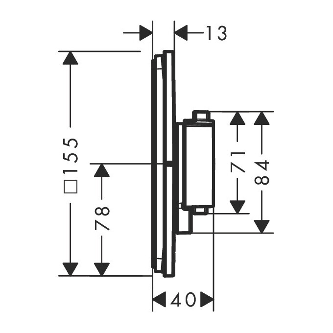 Внешняя часть смесителя скрытого монтажа с термостатом для душа Hansgrohe ShowerSelect Q Brushed Black Chrome 15581340 (брашированный черный хром), Цвет производителя: брашированный черный хром, фото 2
