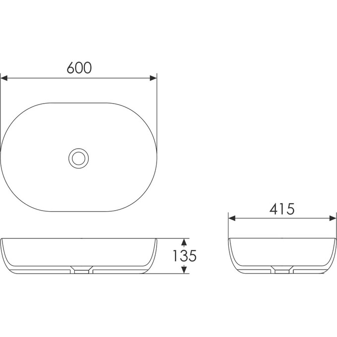 Умывальник Imprese Jess Grey Matt i11326MG (60x42 см, серый, чаша), фото 2