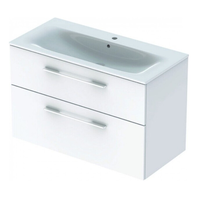 Тумба с умывальником Geberit Selnova Square 501.244.00.1 (99 см, белая глянцевая, подвесная), фото 