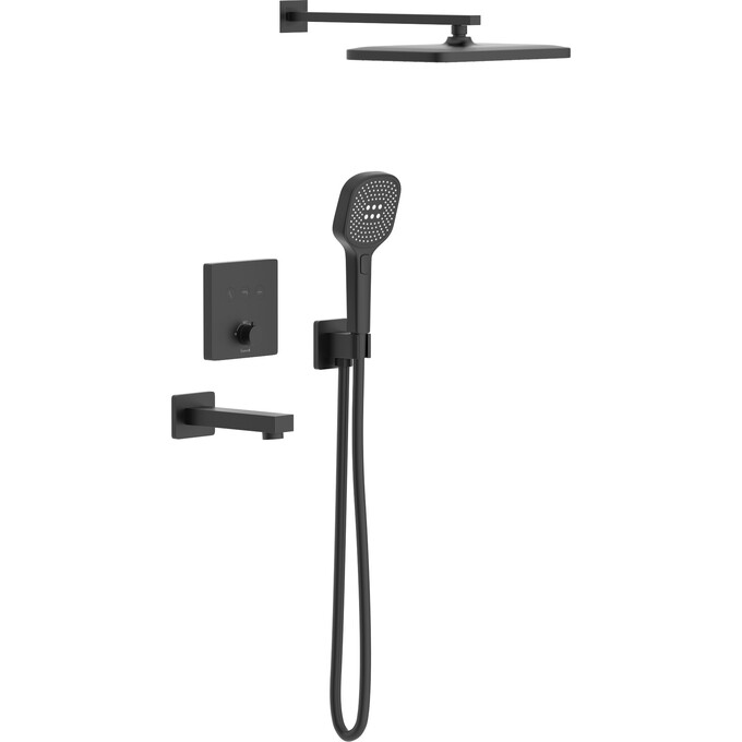 Душевая система с термостатом Imprese Bilovec Black Matt t04800910SBC (черная матовая, скрытого монтажа, с изливом), Цвет производителя: черный матовый, фото 