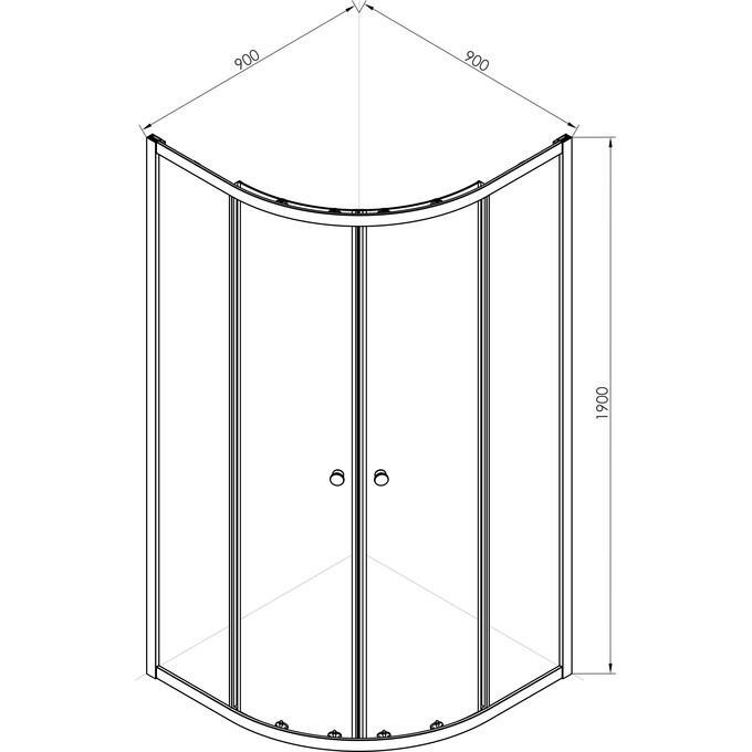 Душова кабіна RJ Chrome K1900T-1004 (90x90 см, скло прозоре, профіль хром), Доступні розміри: 90 x 90, Колір виробника: хром, фото , изображение 2