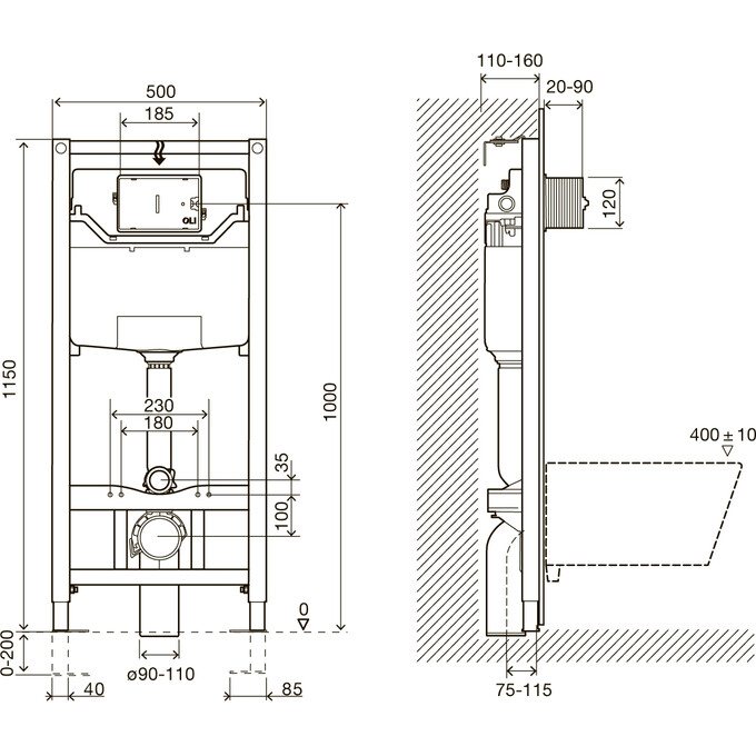 Инсталляция для унитаза 3 в 1 Imprese I-Frame i9120W (с клавишей смыва и креплением к стене), фото 3