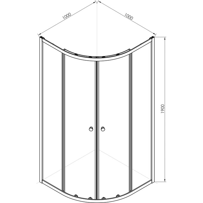 Душова кабіна RJ Chrome K1900T-1008 (100x100 см, скло прозоре, профіль хром), Доступні розміри: 100 x 100, Колір виробника: хром, фото , изображение 2