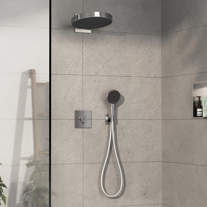 Змішувач прихованого монтажу для ванни з термостатом Hansgrohe ShowerSelect Comfort E Chrome 15572000+01500180 (хром, внутрішня частина в комплекті), Колір виробника: хром, фото , изображение 2